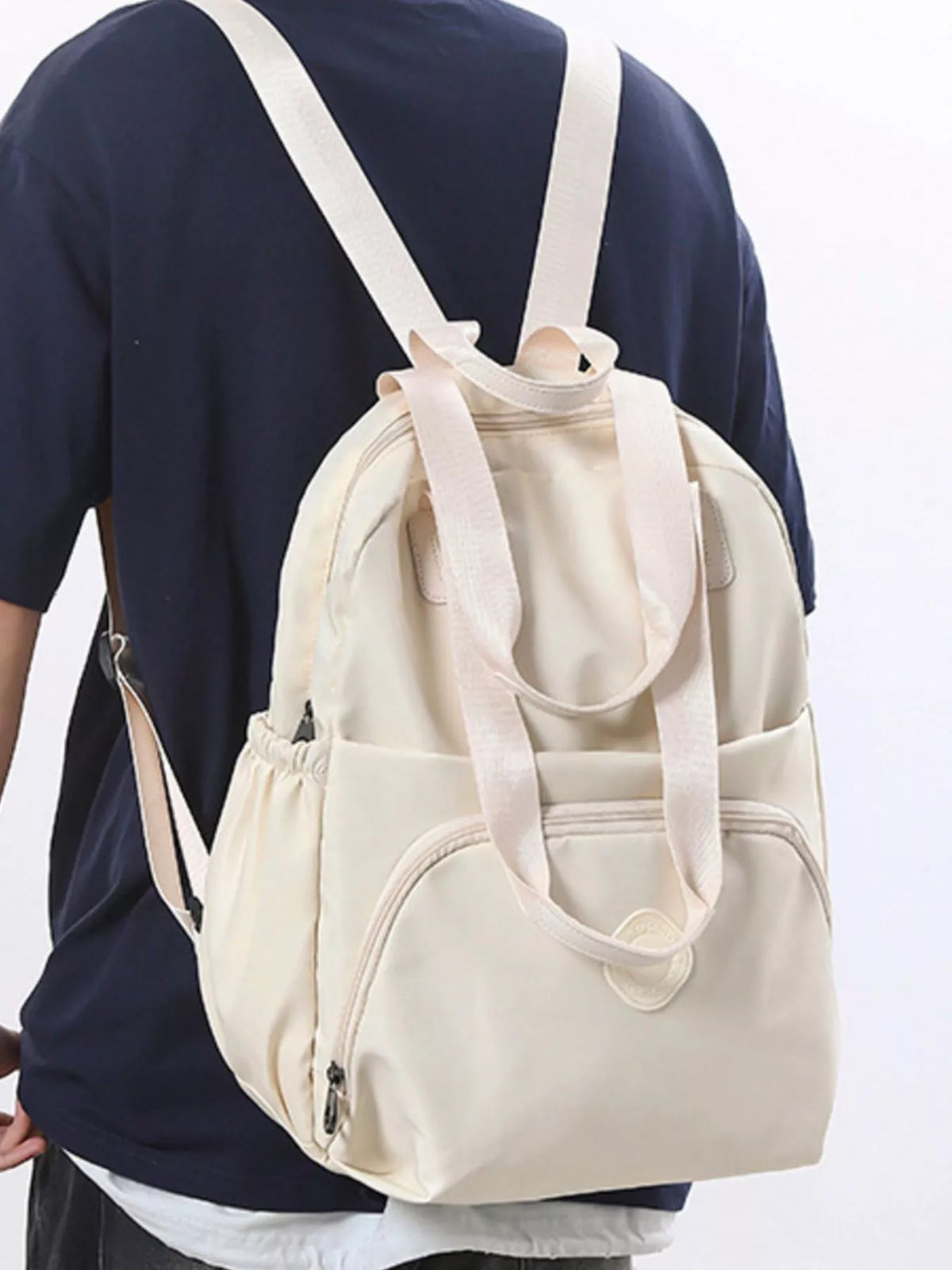Solid color Oxford backpack close up of the material