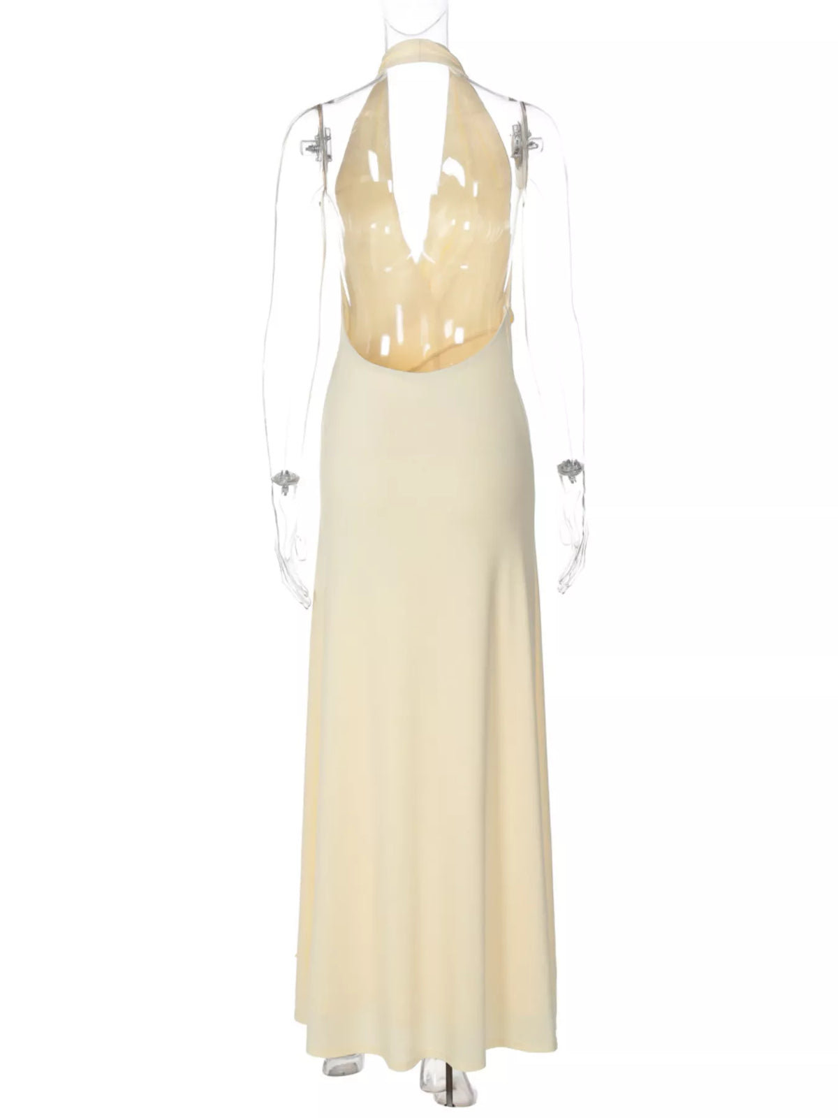 Shoulder and strap line of the halter neck dress