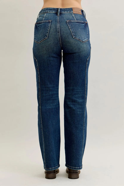 Judy Blue Full Size Seam Detail Straight Leg Jeans Plus Size - Fashorio