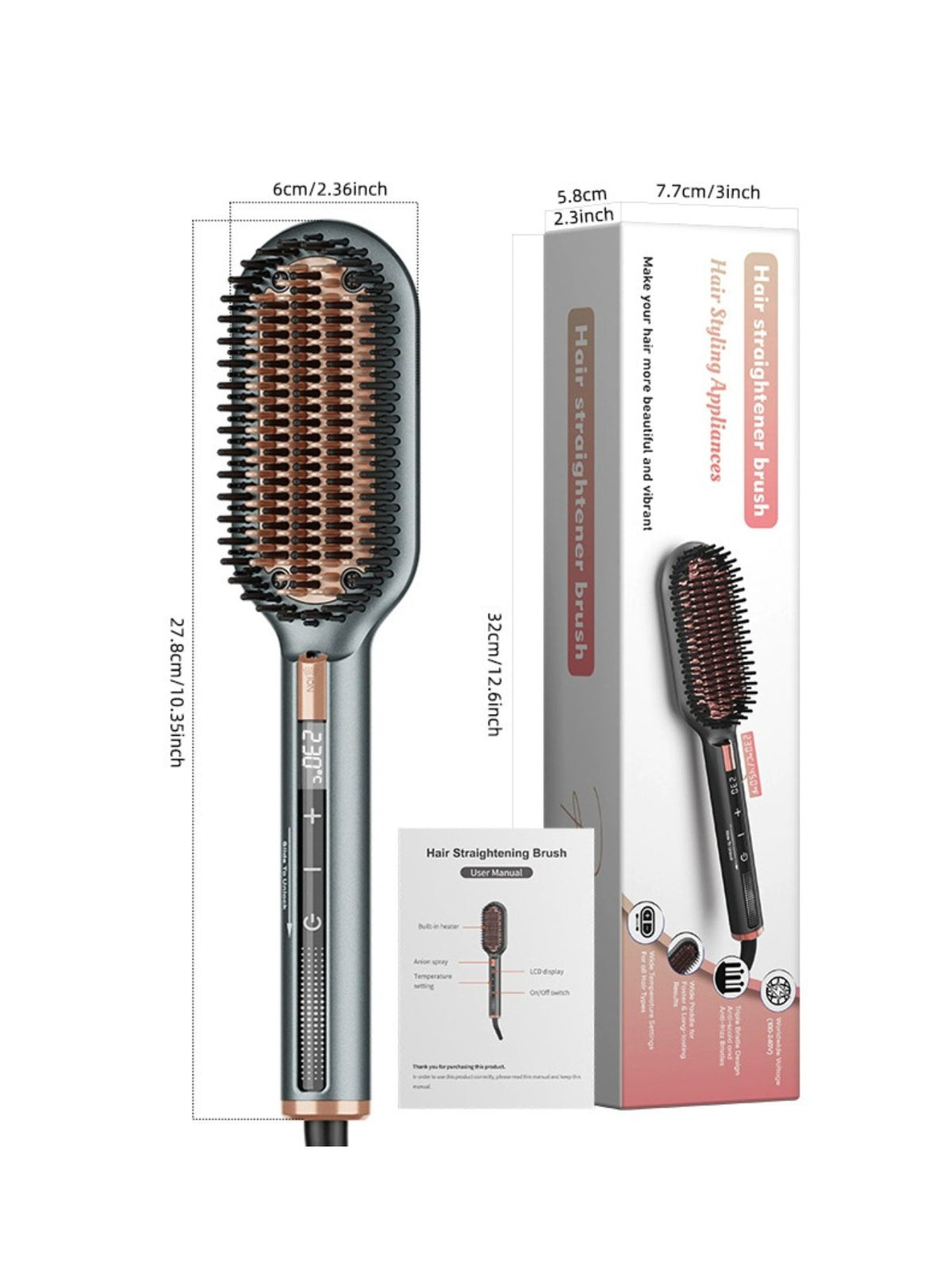 Straightening comb with power cord