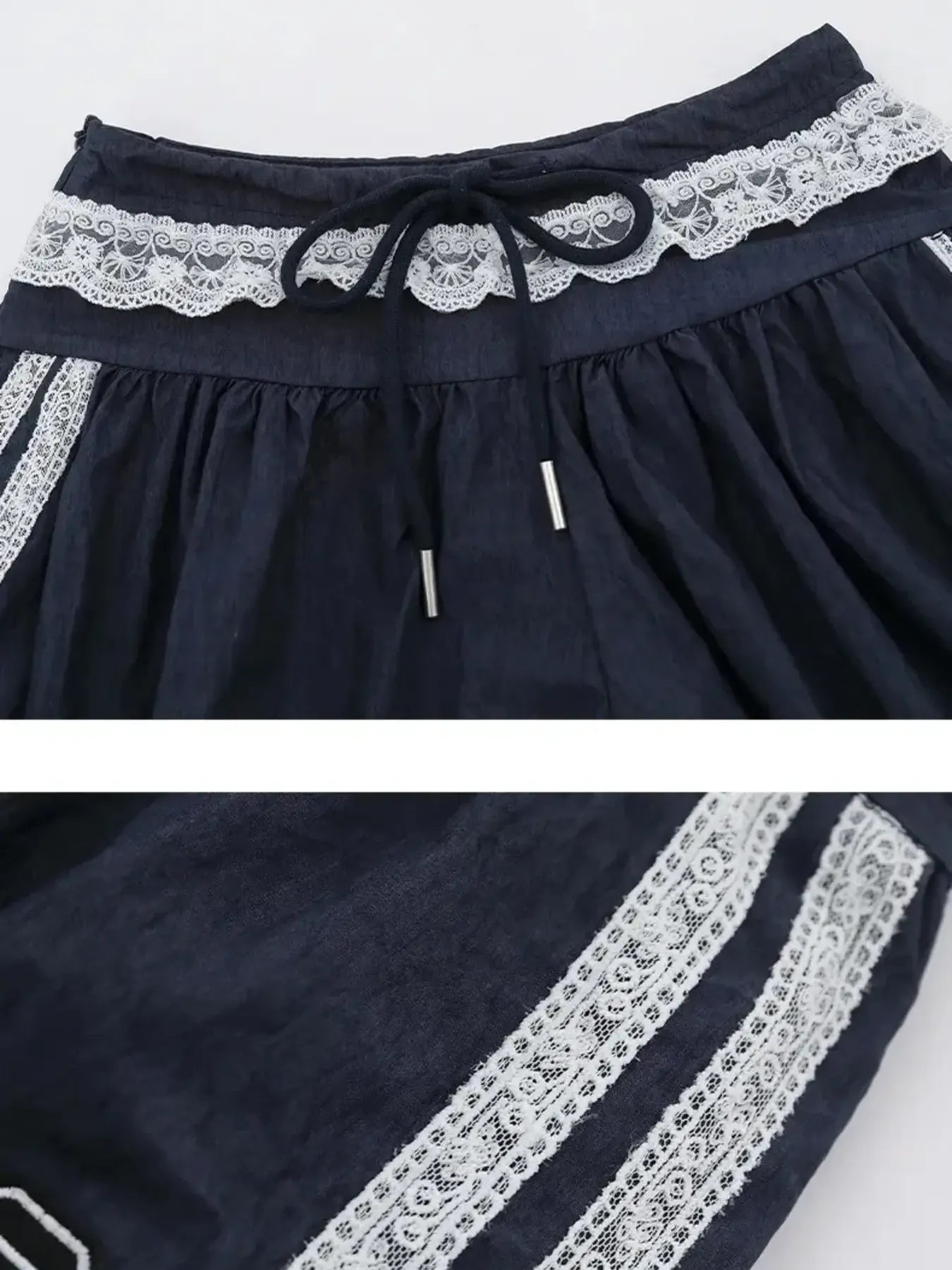 Lace Trim Shorts with Drawstring - Fashorio