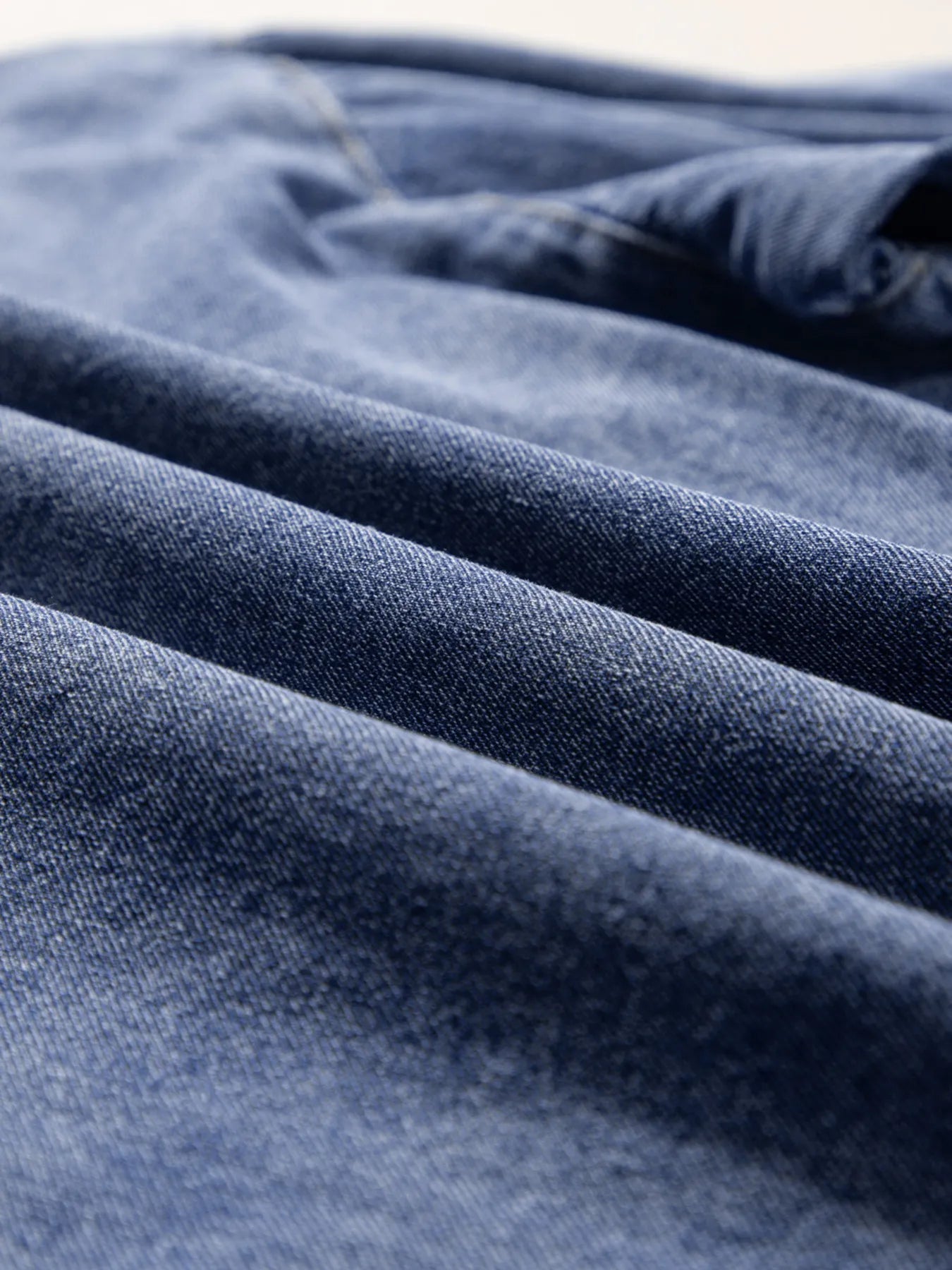 3/4 Sleeve Ruffled Patched Pocket Denim Blouse - Fashorio