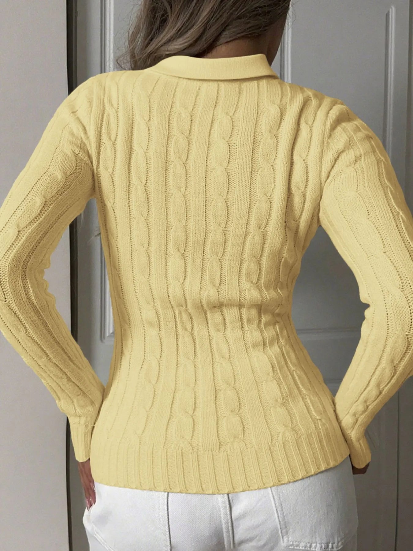 Cable Knit Long Sleeve Sweater - Fashorio