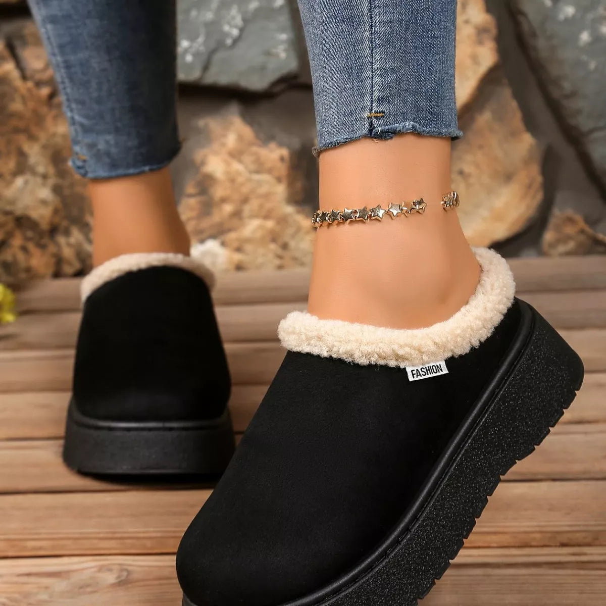 plush lined platform boots side profile