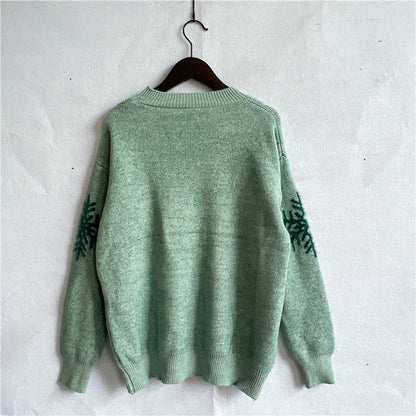 Reindeer and Snowflake Pattern Sweater - Fashorio