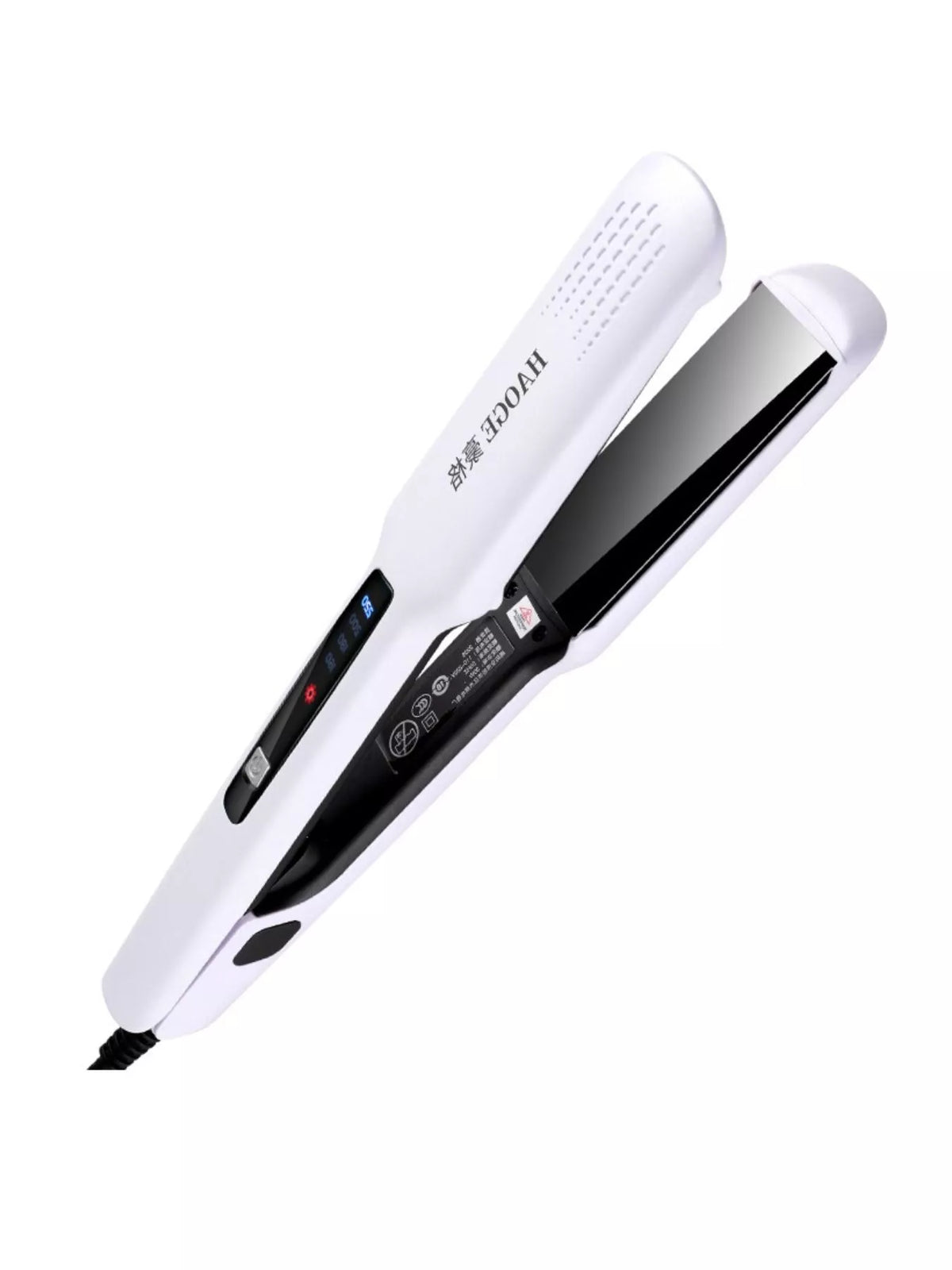 Hair straightener heating plates close up