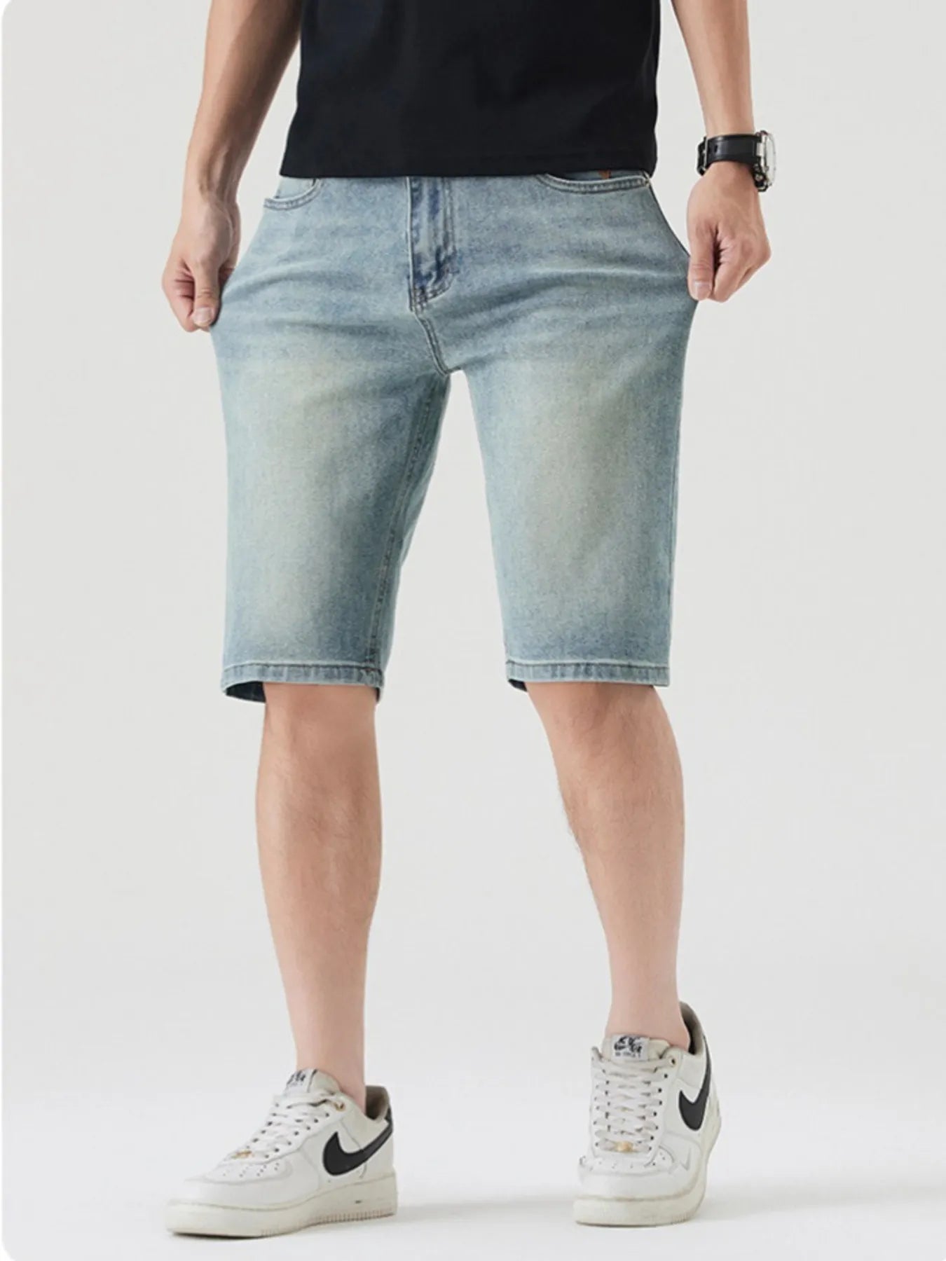Men's Pocketed Wash Casual Denim Shorts - Fashorio
