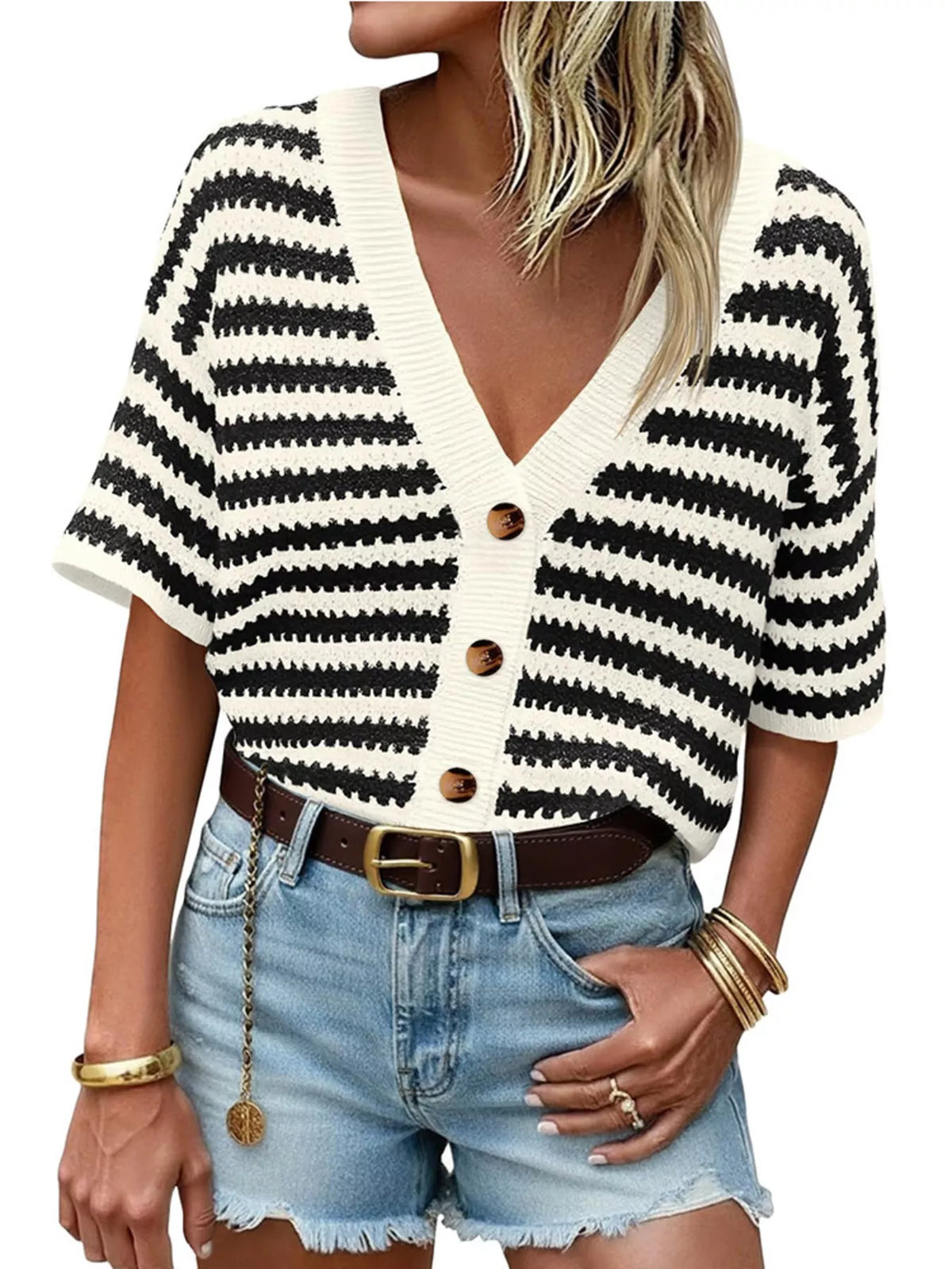Striped Button Up Cardigan, view 11
