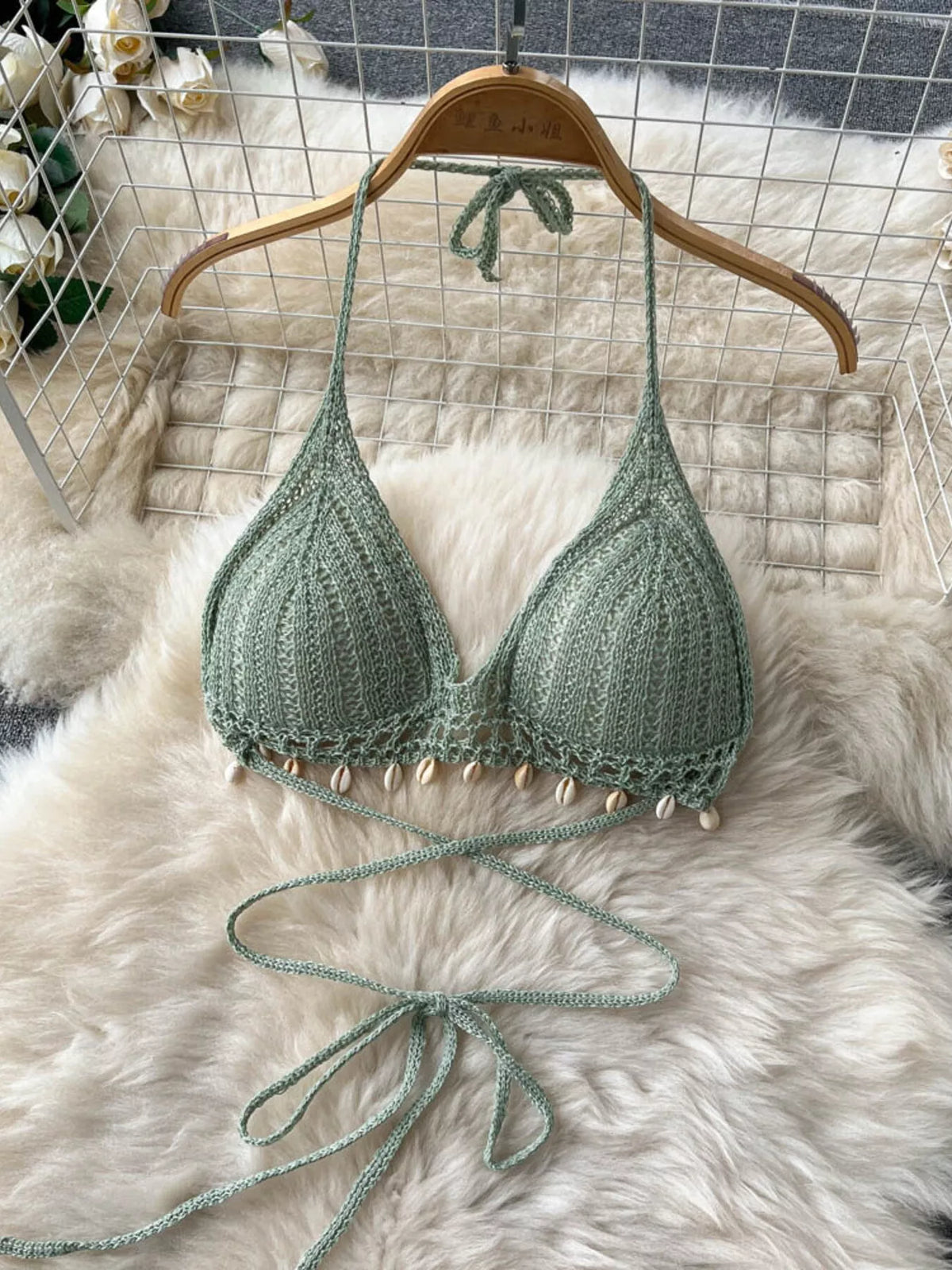 Openwork crochet knit texture close up