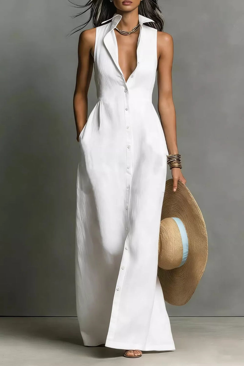 Sleeveless button down maxi dress front view
