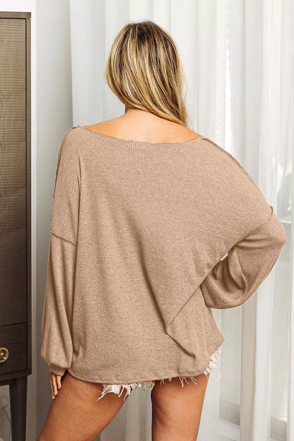 BiBi Exposed Seam Long Sleeve Top - Fashorio