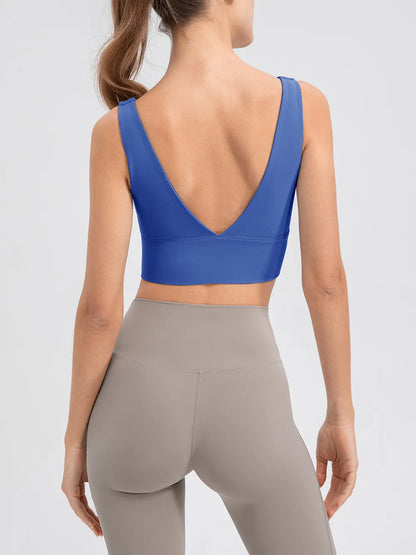 Scoop Neck Wide Strap Active Tank - Fashorio