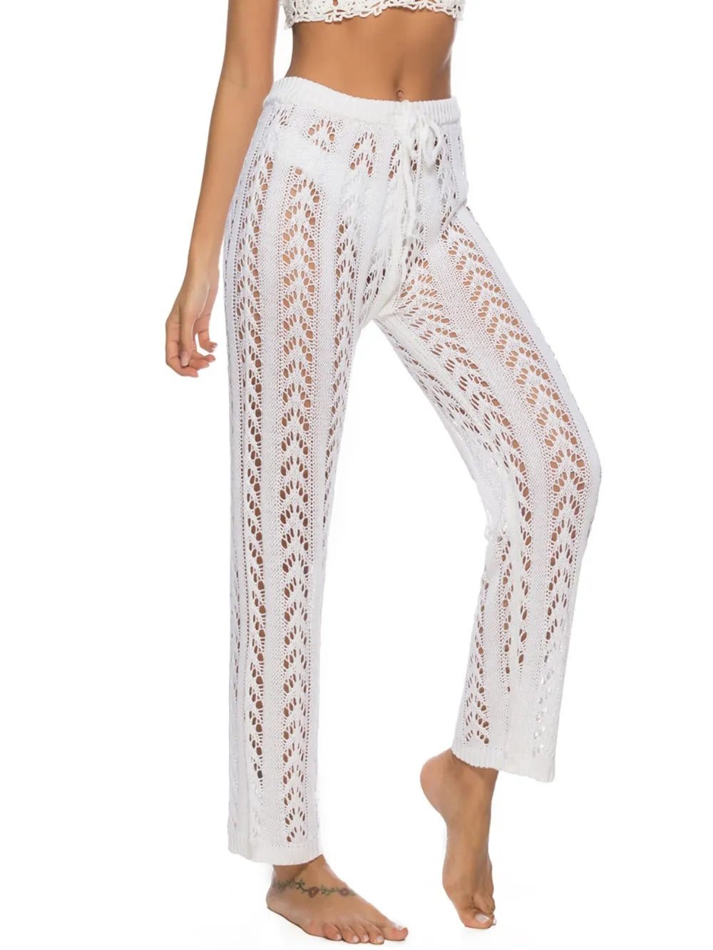 Cutout Drawstring High Waist Swim Pants - Fashorio