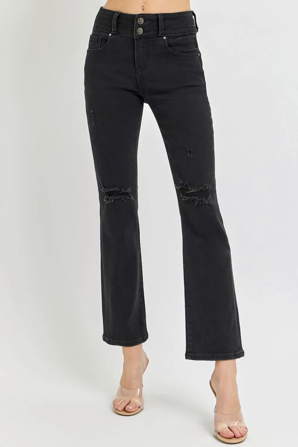 RISEN Full Size High Rise Wide Waistband Ankle Bootcut Jeans - Fashorio