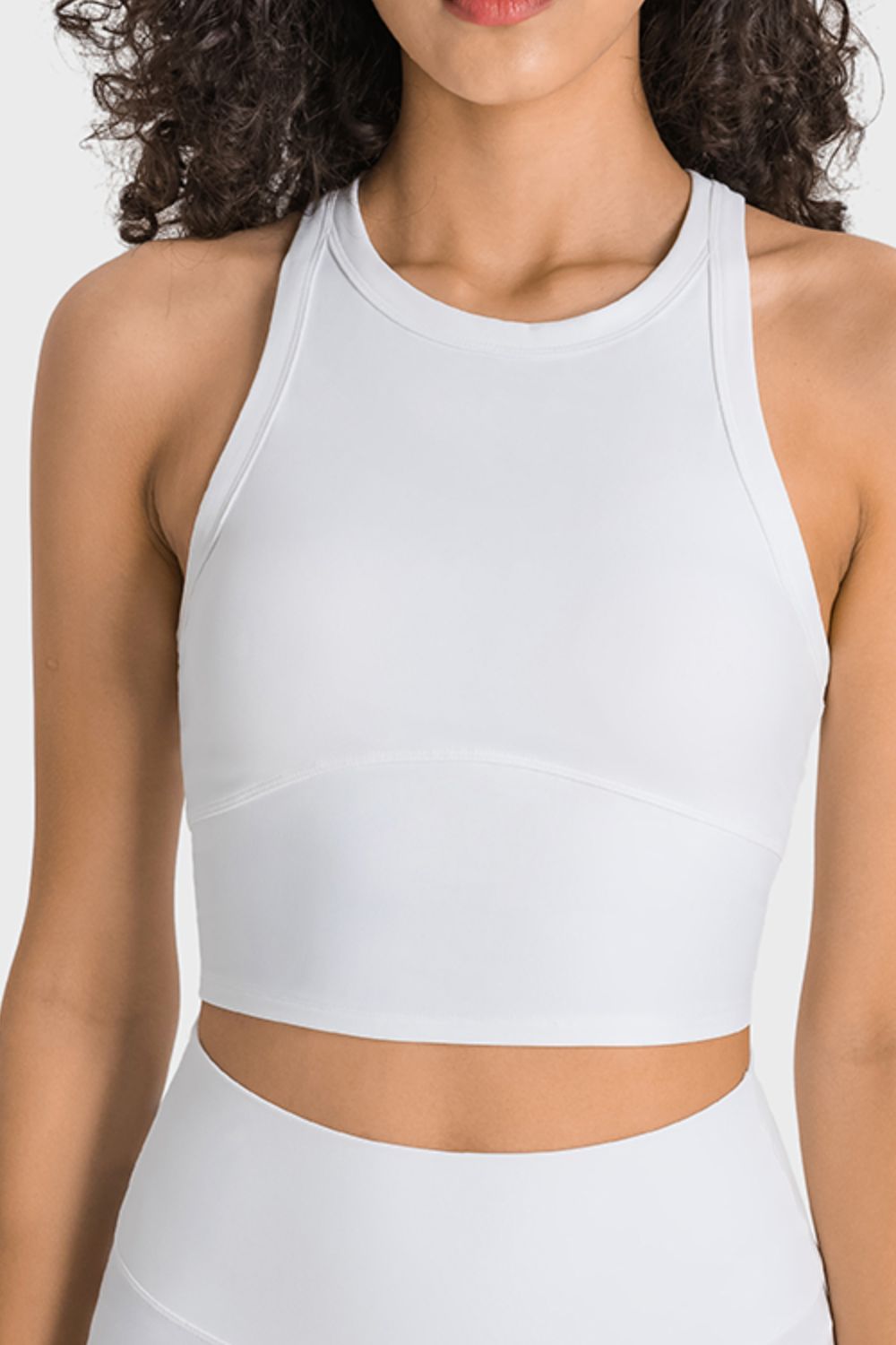 Millennia Racerback Cropped Sports Tank White - Fashorio