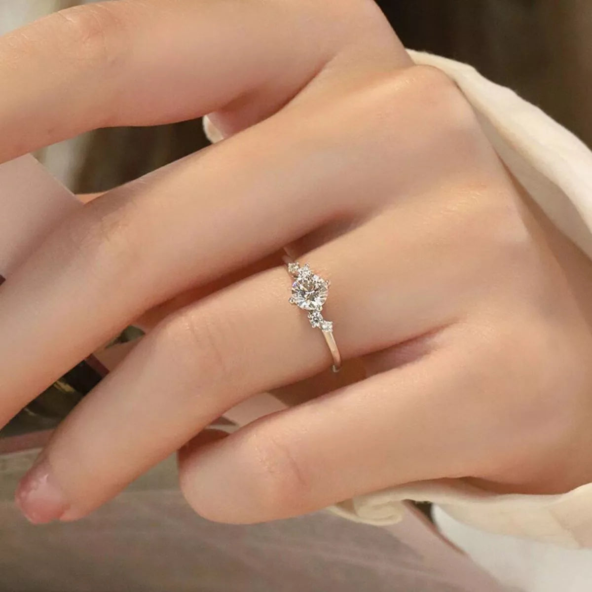 Side view of adjustable sterling silver ring band