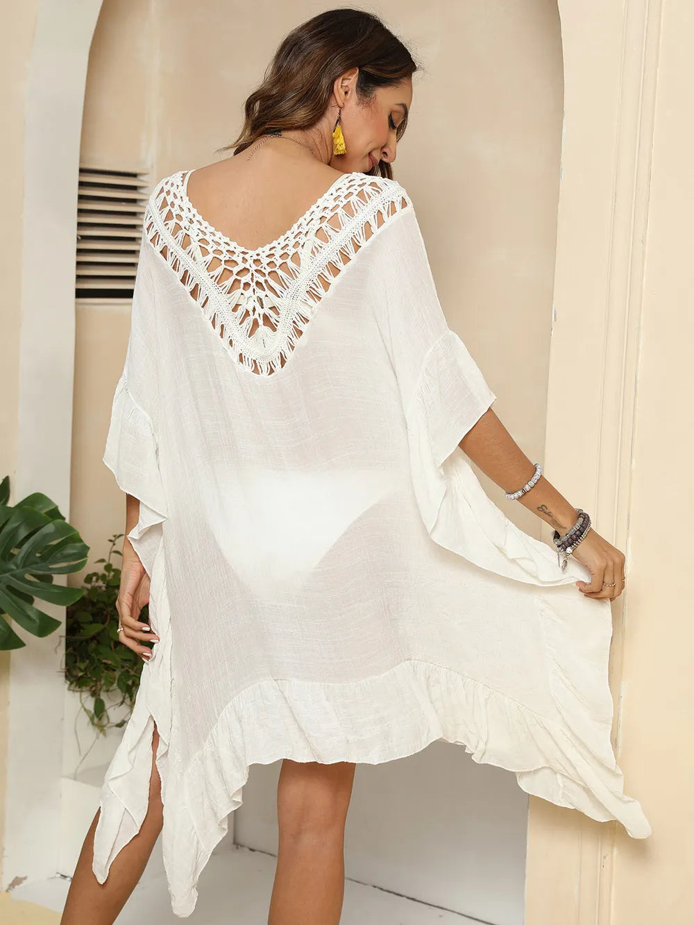 Ruffled cover up ruffle detail close up