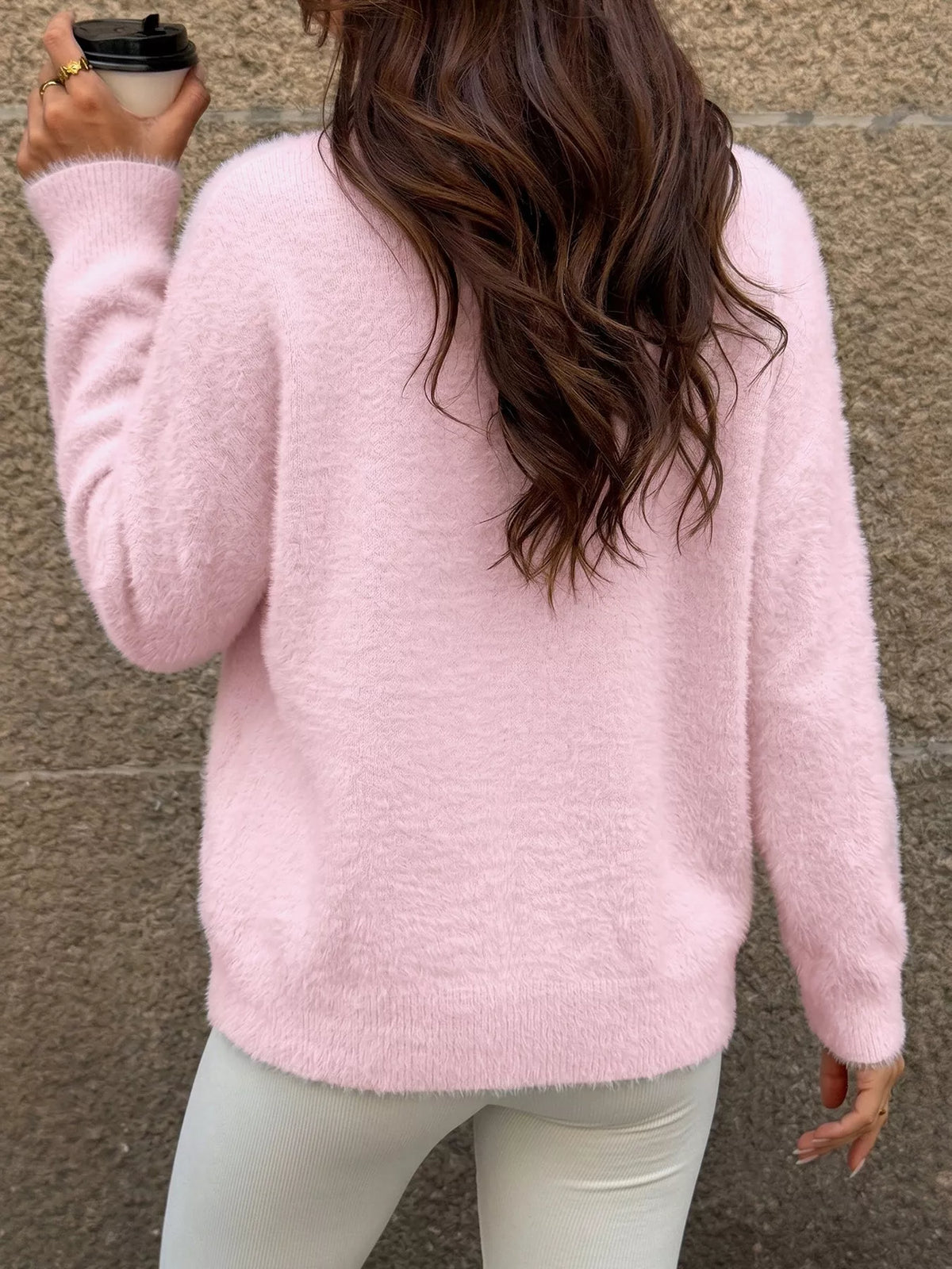 Fluffy Soft Knit Long Sleeve Sweater, view 8