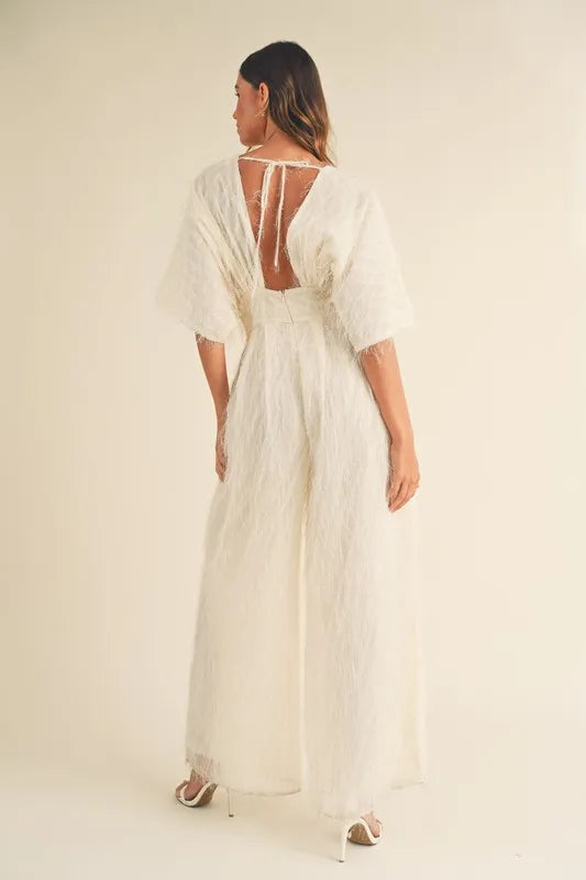 Fluffy Deep V Neck Wide Leg Jumpsuit view 7