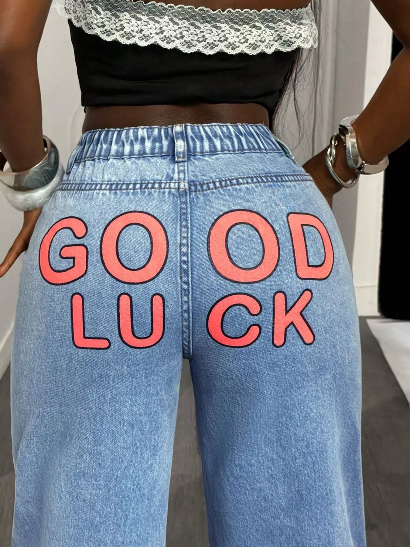 GOOD LUCK Wide Leg Jeans - Fashorio