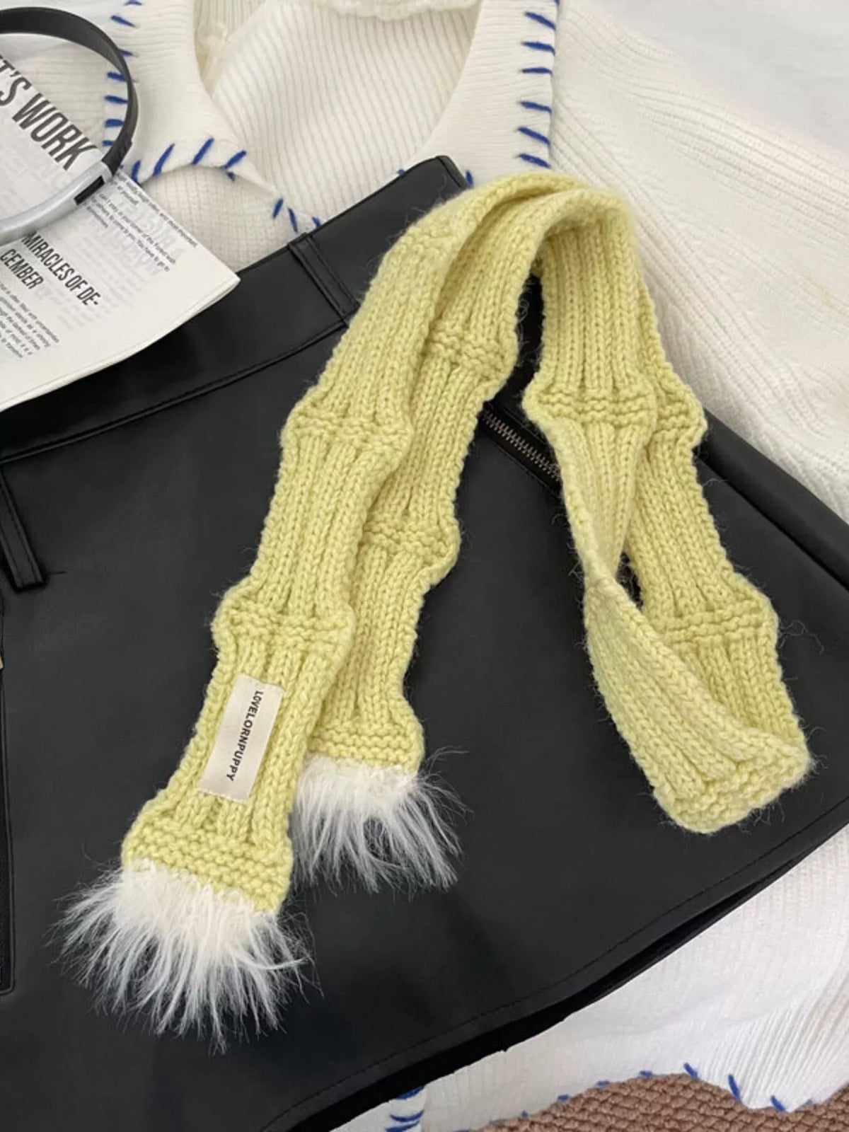Knitted scarf soft texture view