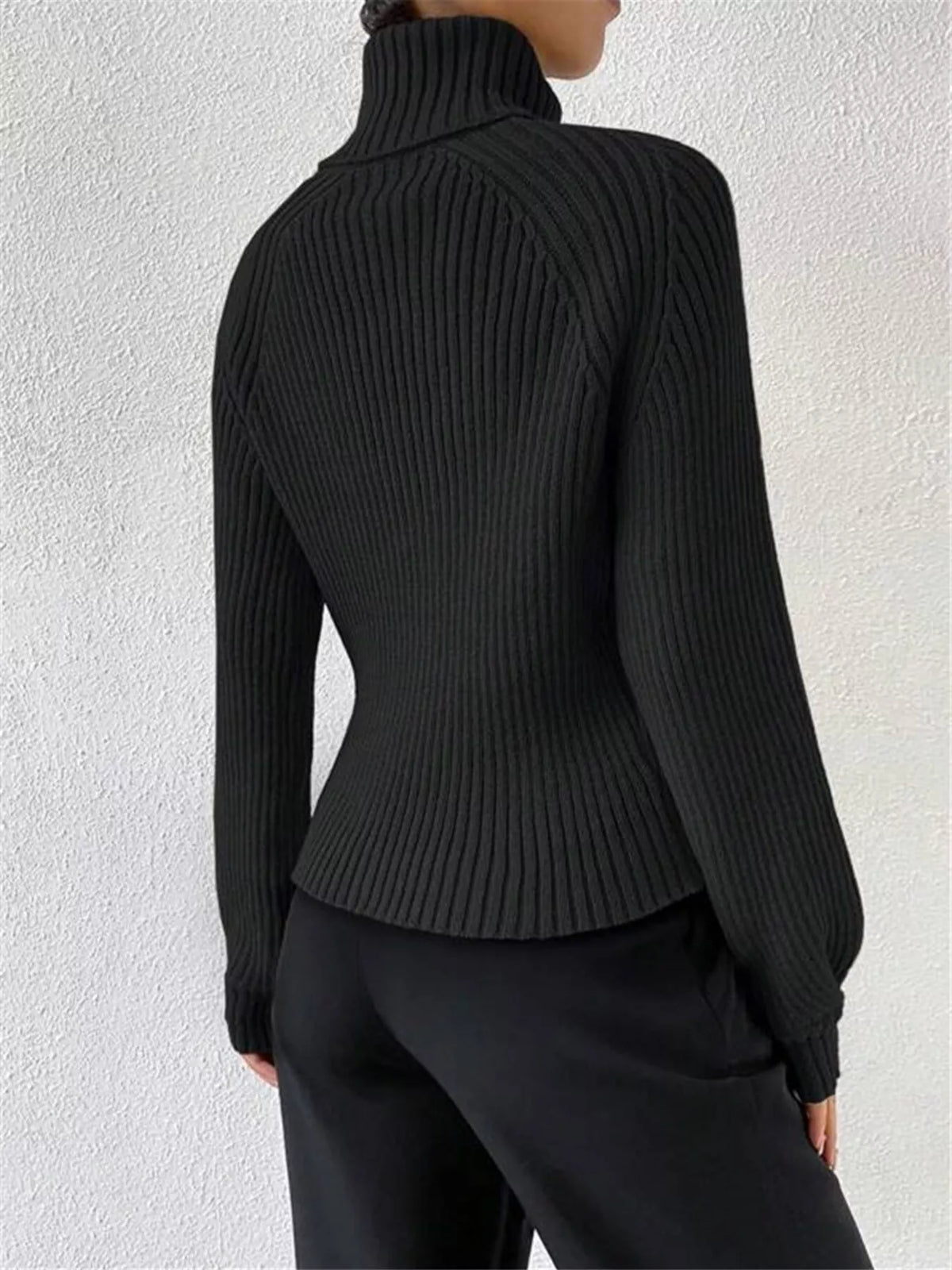 White knit turtleneck detail