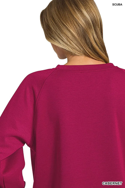 Zenana Scuba Crewneck Sweatshirt and Pants Set - Fashorio