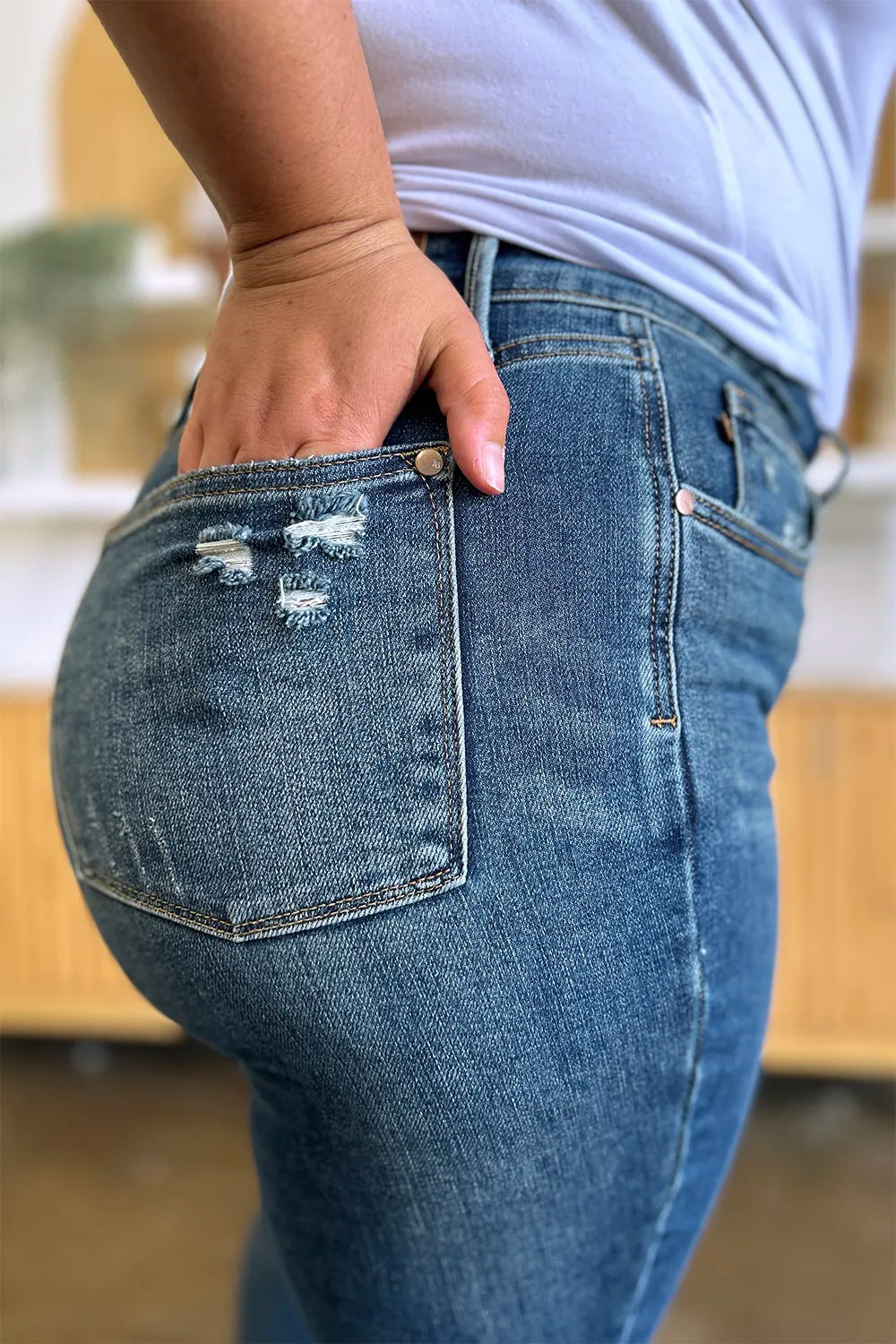 Judy Blue Full Size Tummy Control High Waist Slim Jeans - Fashorio