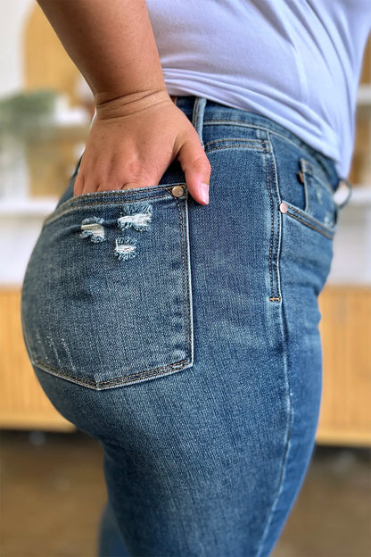 Judy Blue Full Size Tummy Control High Waist Slim Jeans - Fashorio