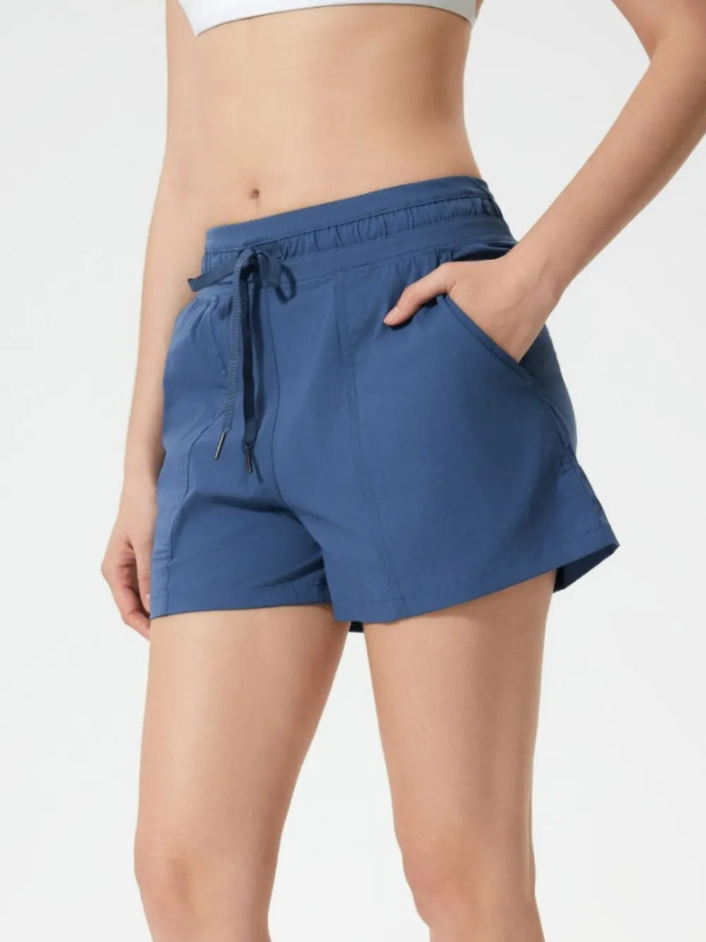 Drawstring Active Shorts with Pockets side view
