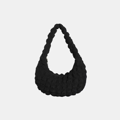 Small Texture Handbag Black One Size - Fashorio