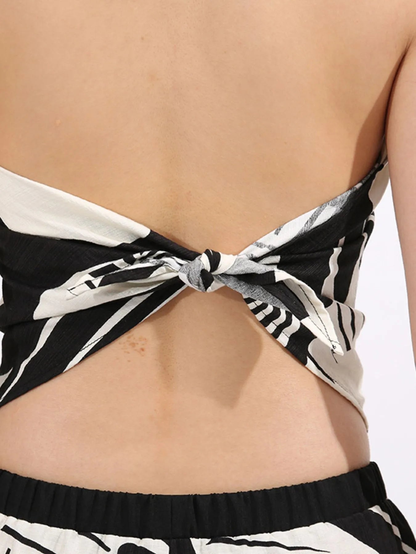 Abstract Print Tube Top and Wide Leg Pants Two-Piece Set - Fashorio