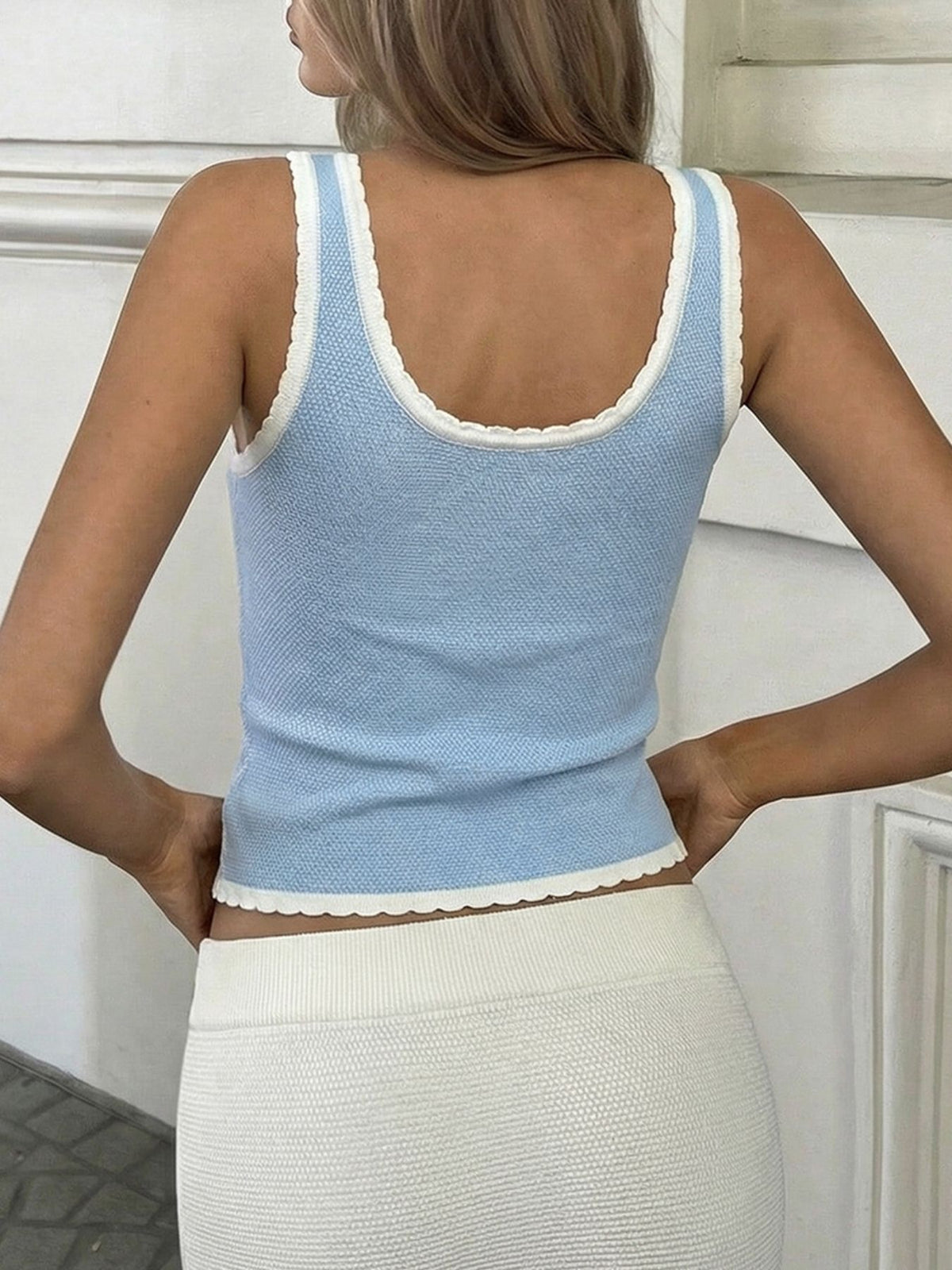 Back view of the tie front tank top
