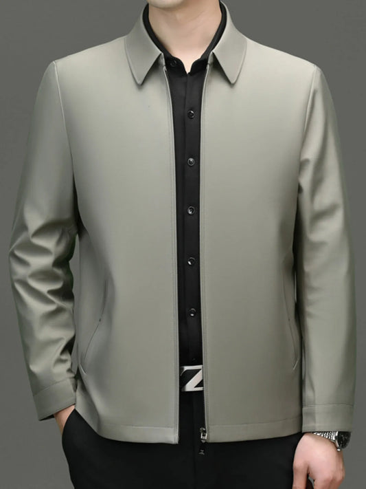 Men's Plus Size Zip Up Long Sleeve Jacket Khakis - Fashorio