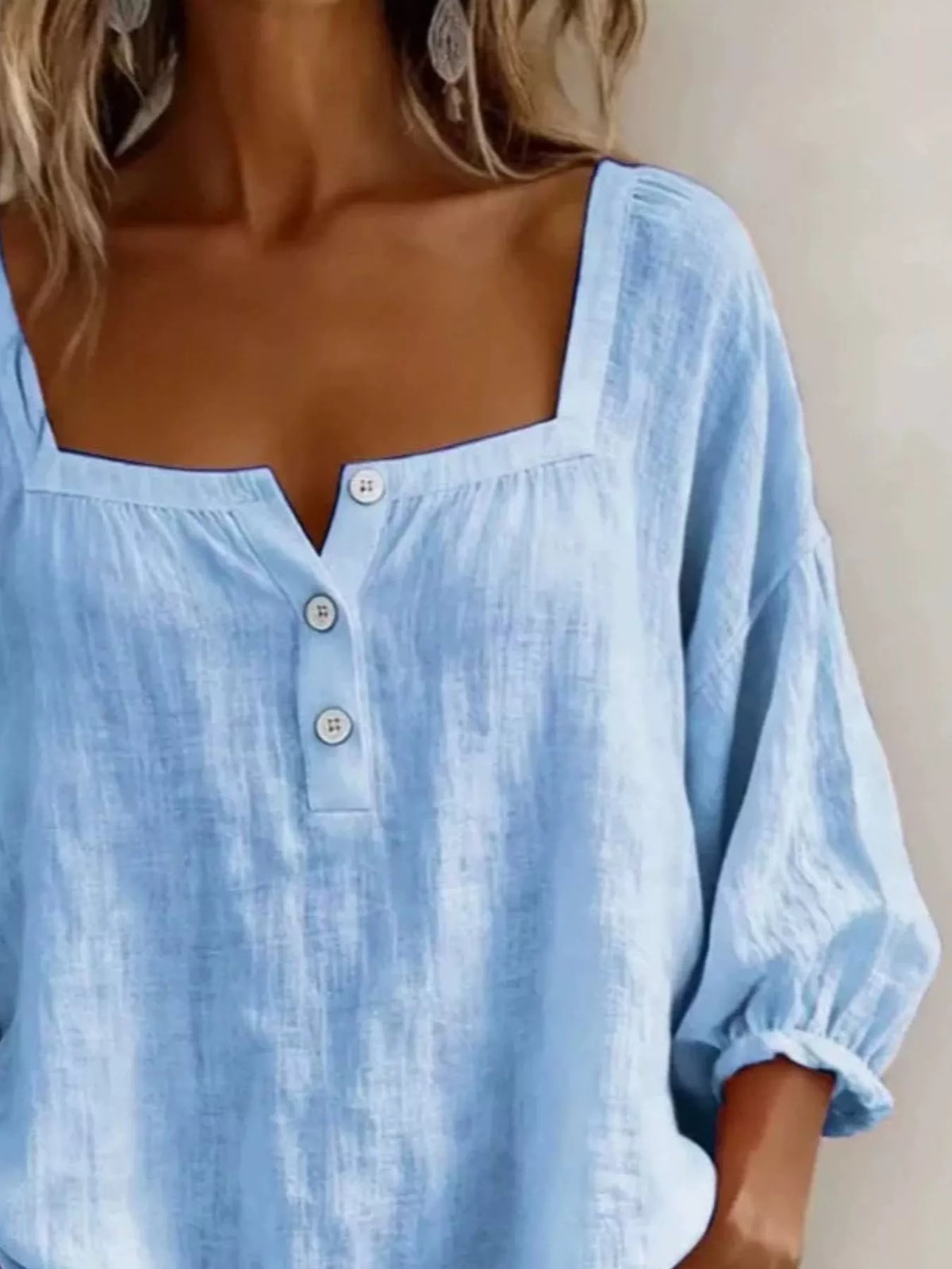 Square Neck Button Detail Blouse, view 10