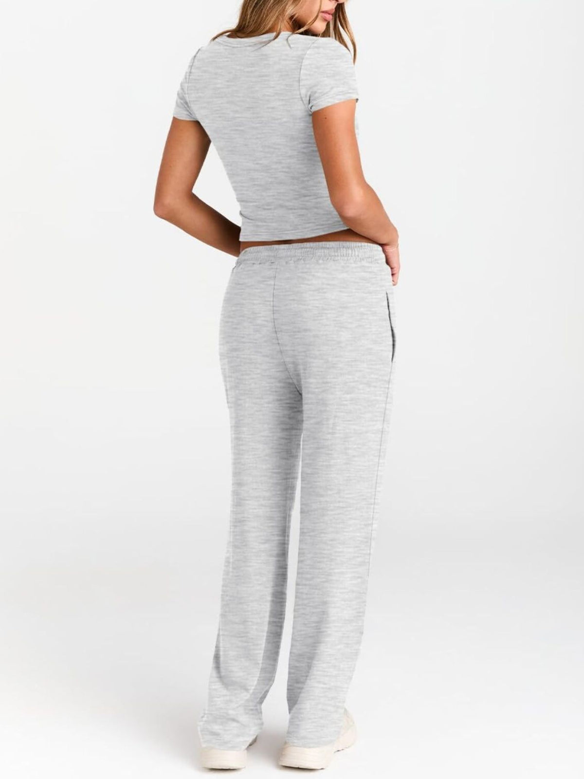 Coordinated tee and pants set full look