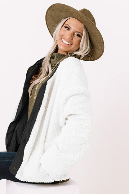 Long Sleeve Button Front Winter Coat - Fashorio