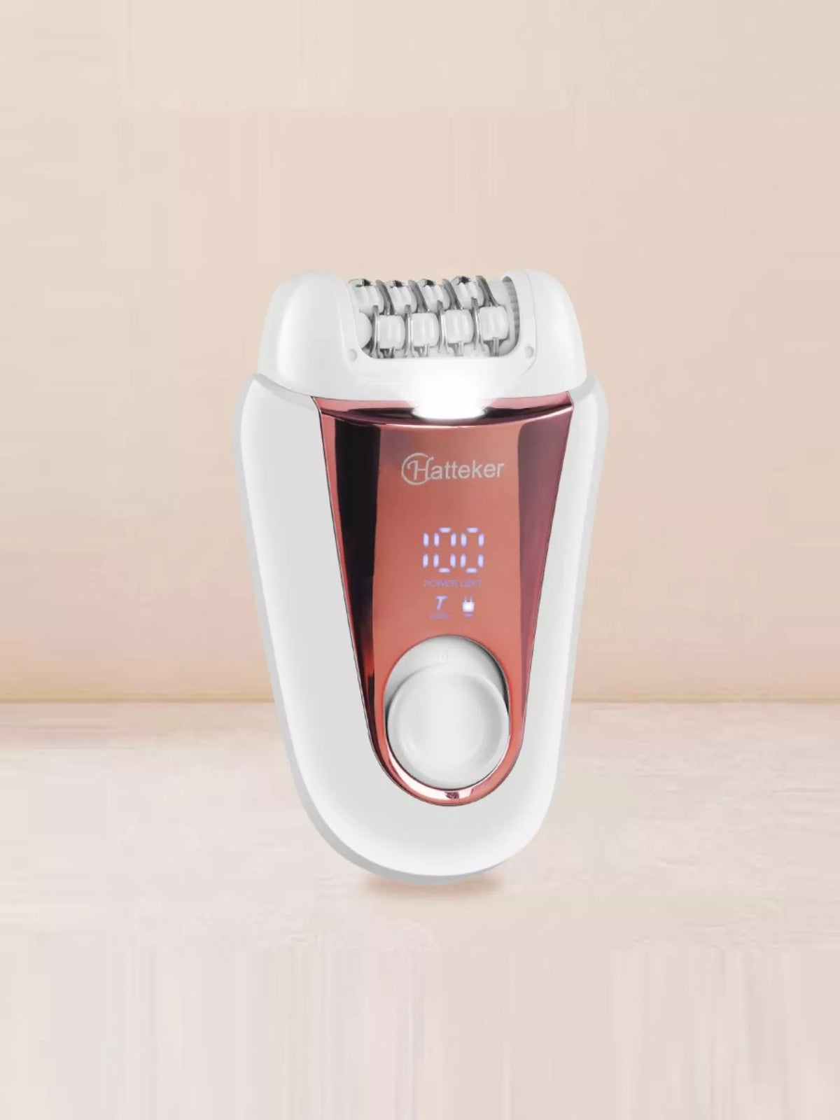 Rechargeable hair removal epilator in rose gold