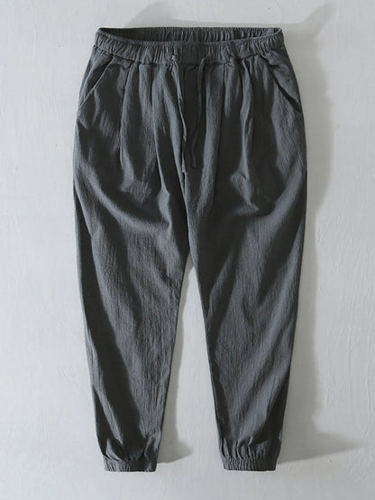 Men's Plus Size Casual Drawstring Joggers Dark Gray - Fashorio