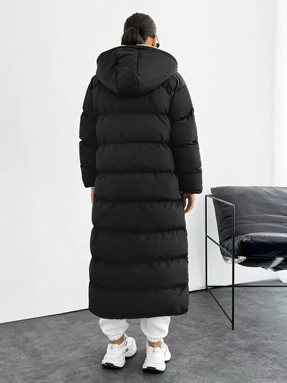 Quilted Hooded Longline Puffer Coat - Fashorio
