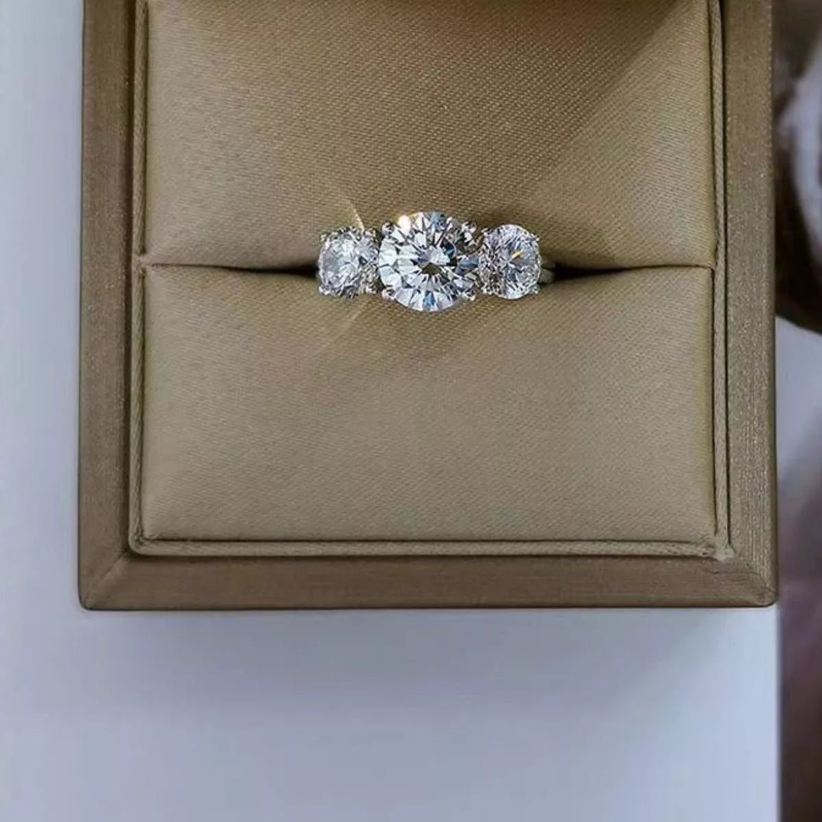 Moissanite ring with the matching gift box