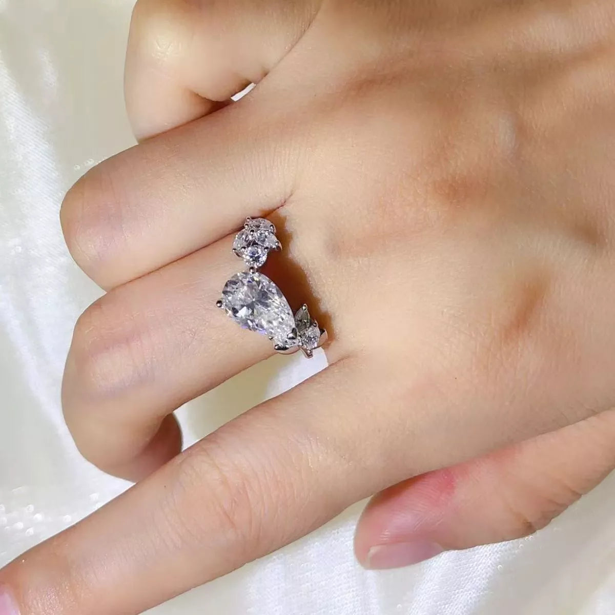 3 carat moissanite sterling silver ring, front view