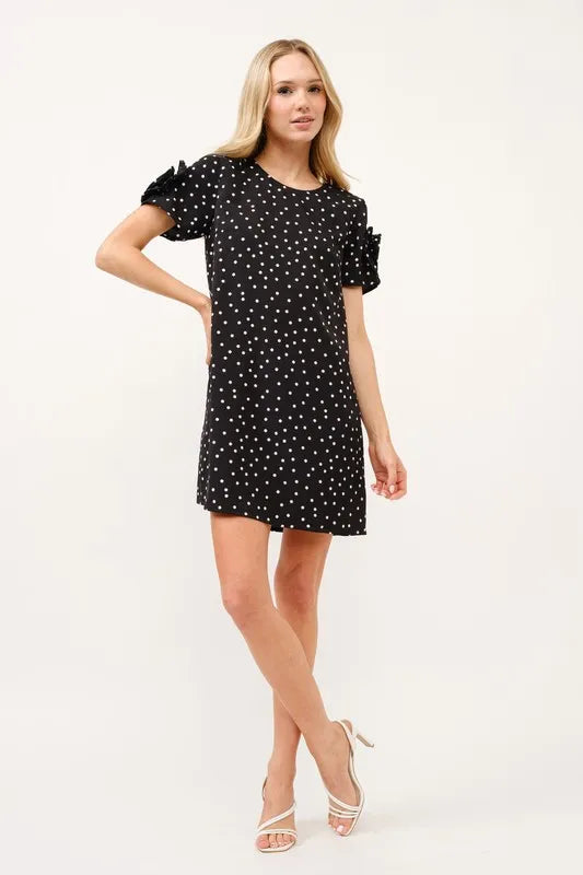 Embellished Sleeve Polka Dots Shift Dress view 7