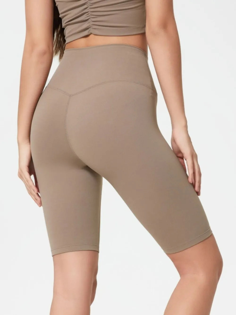 high rise wide waistband active shorts detail view 18