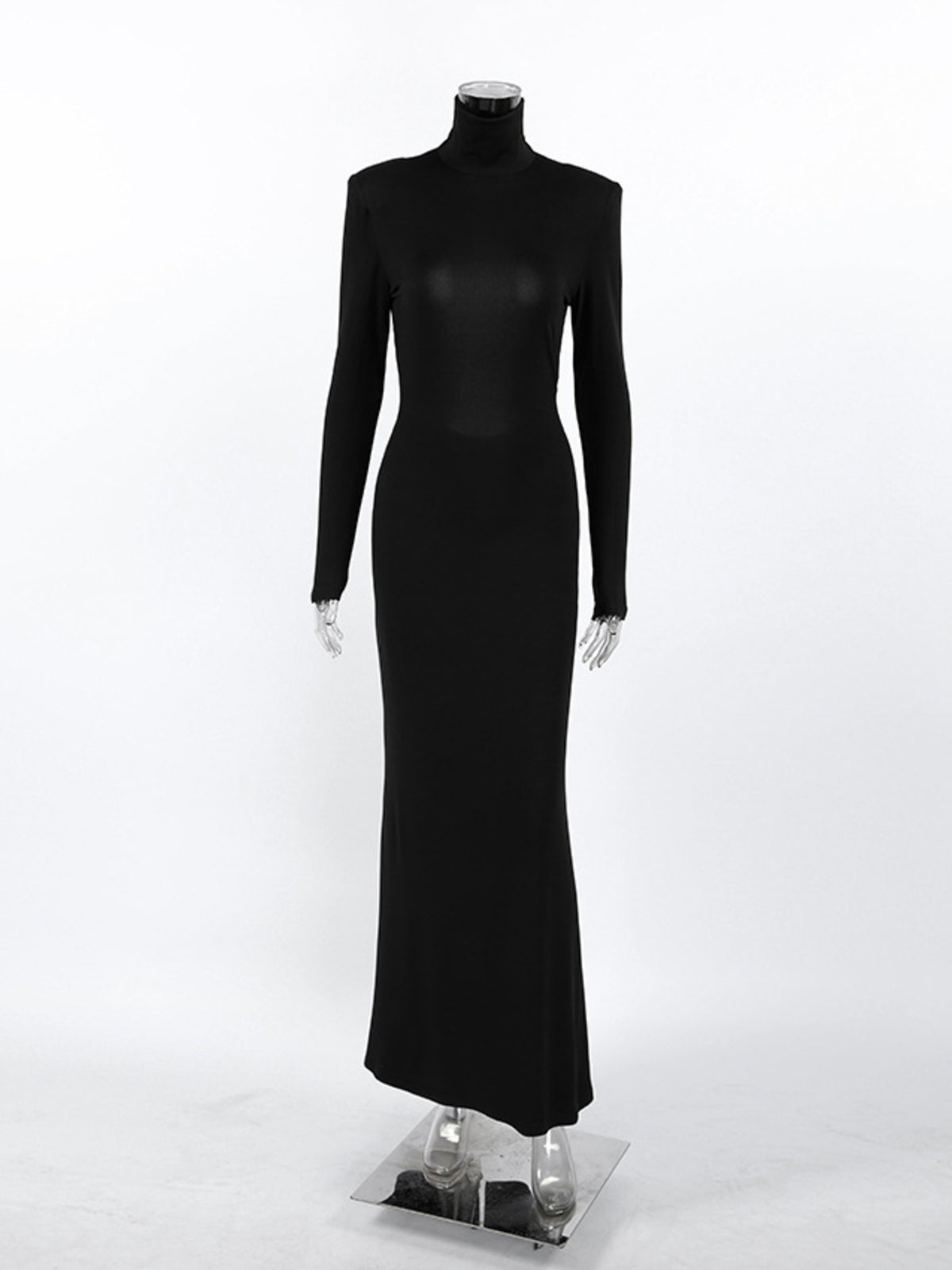 Backless Turtleneck Long Sleeve Maxi Dress styled look
