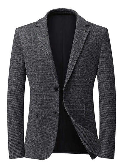 Men's Single-Breasted Tweed Blazer Dark Gray - Fashorio