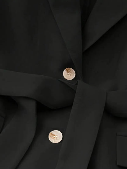 Tie Waist Lapel Collar Sleeveless Blazer - Fashorio