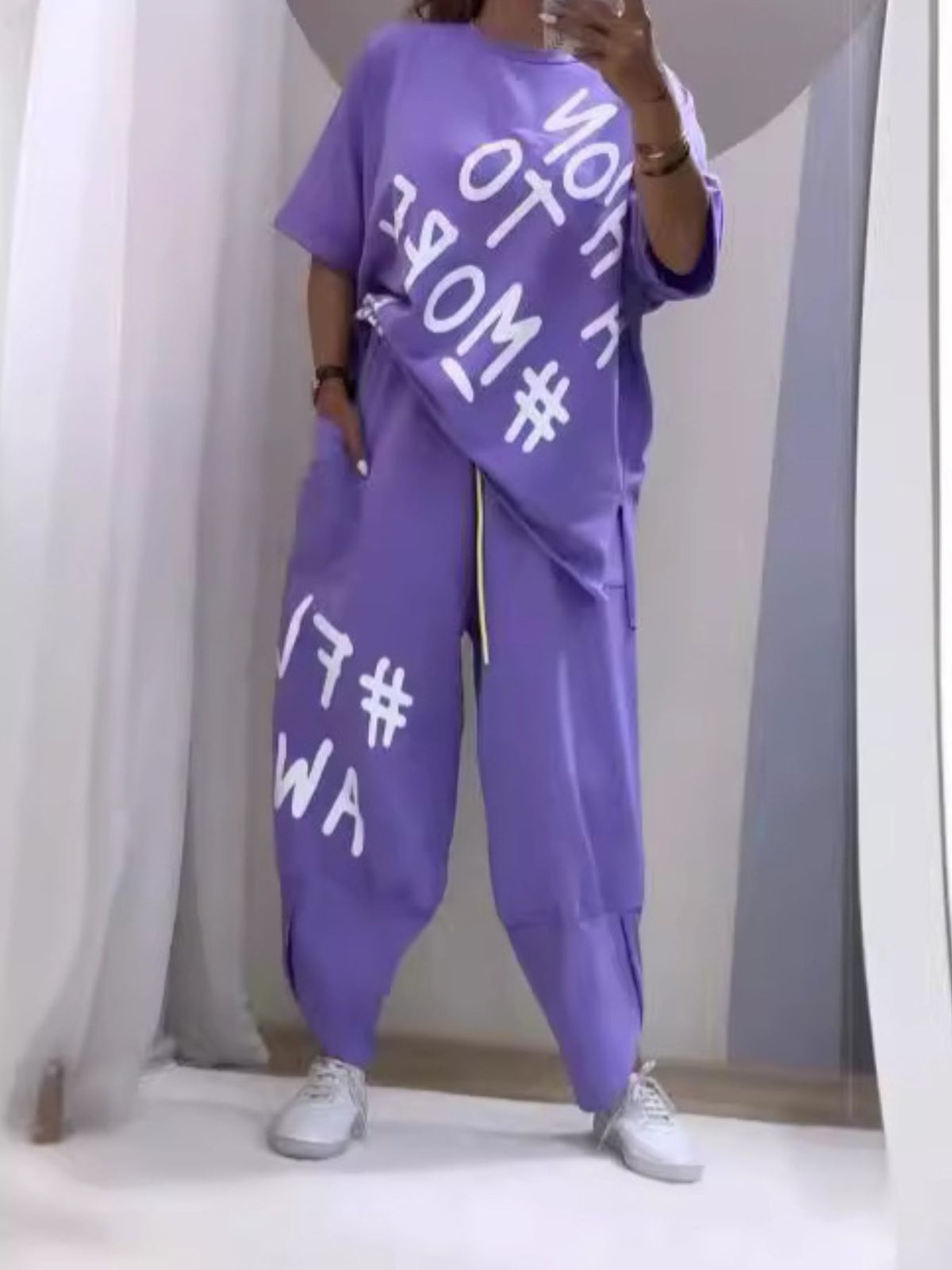 Drawstring pants set waist detail