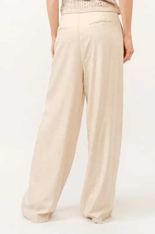 And The Why High-Rise Wide Leg Linen Blended Pants - Fashorio