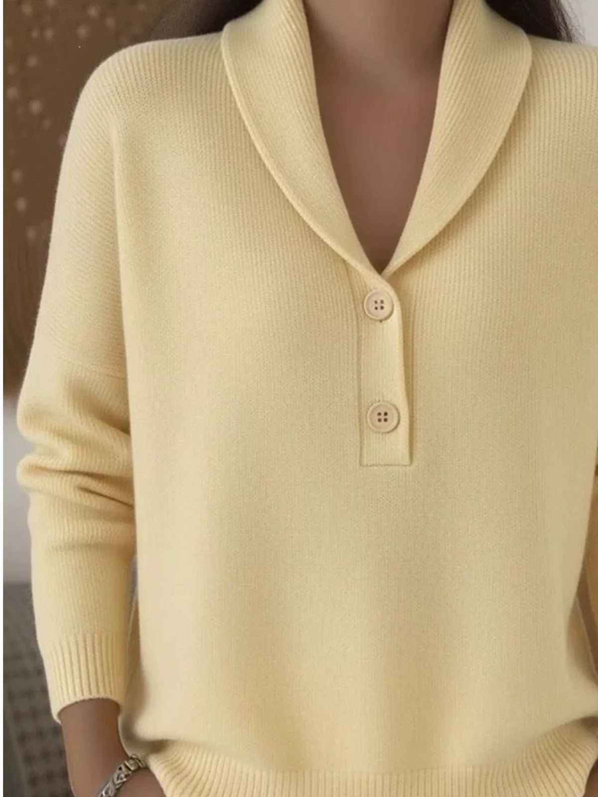 Button Detail Knit Sweater Plus Size back view
